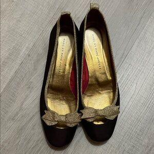 Marc by Marc Jacobs Black Flats with Gold Accents